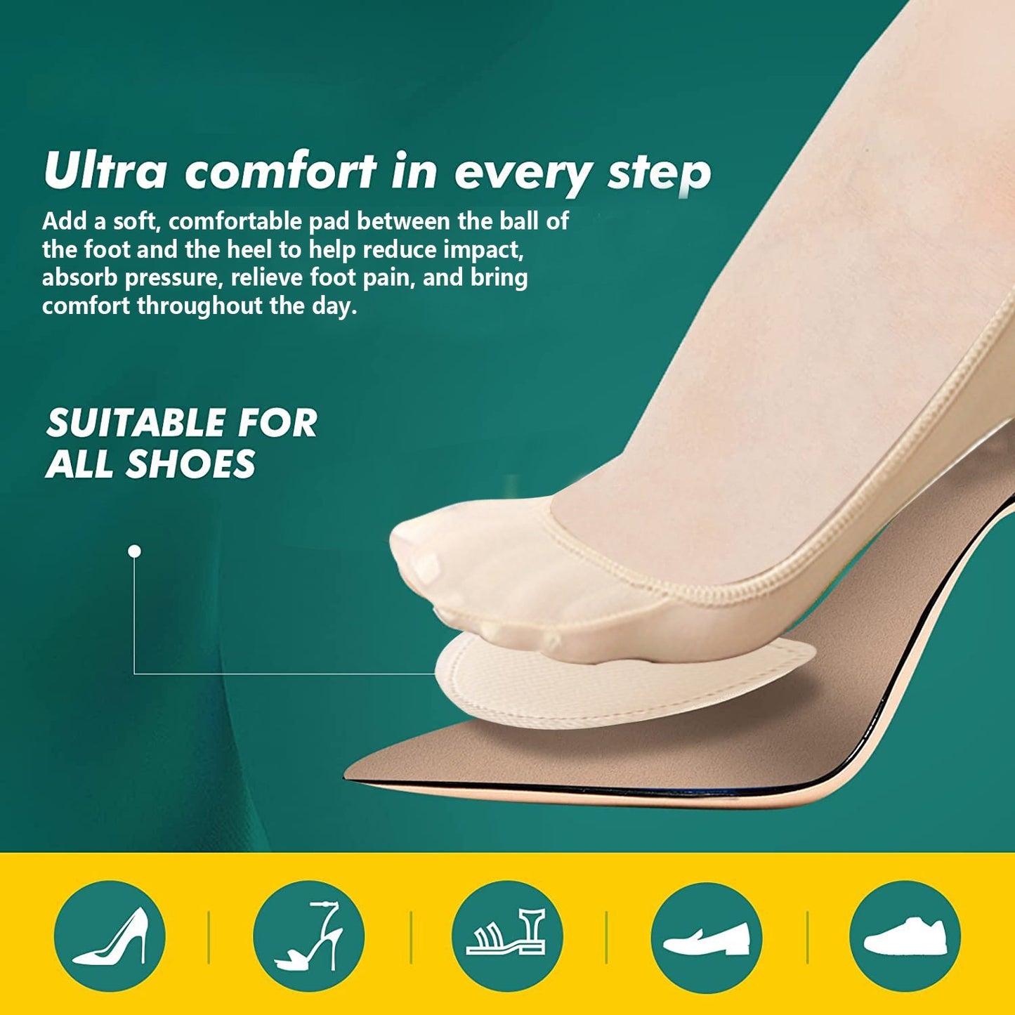 Sock-Style Ball Of Foot Cushions For Women