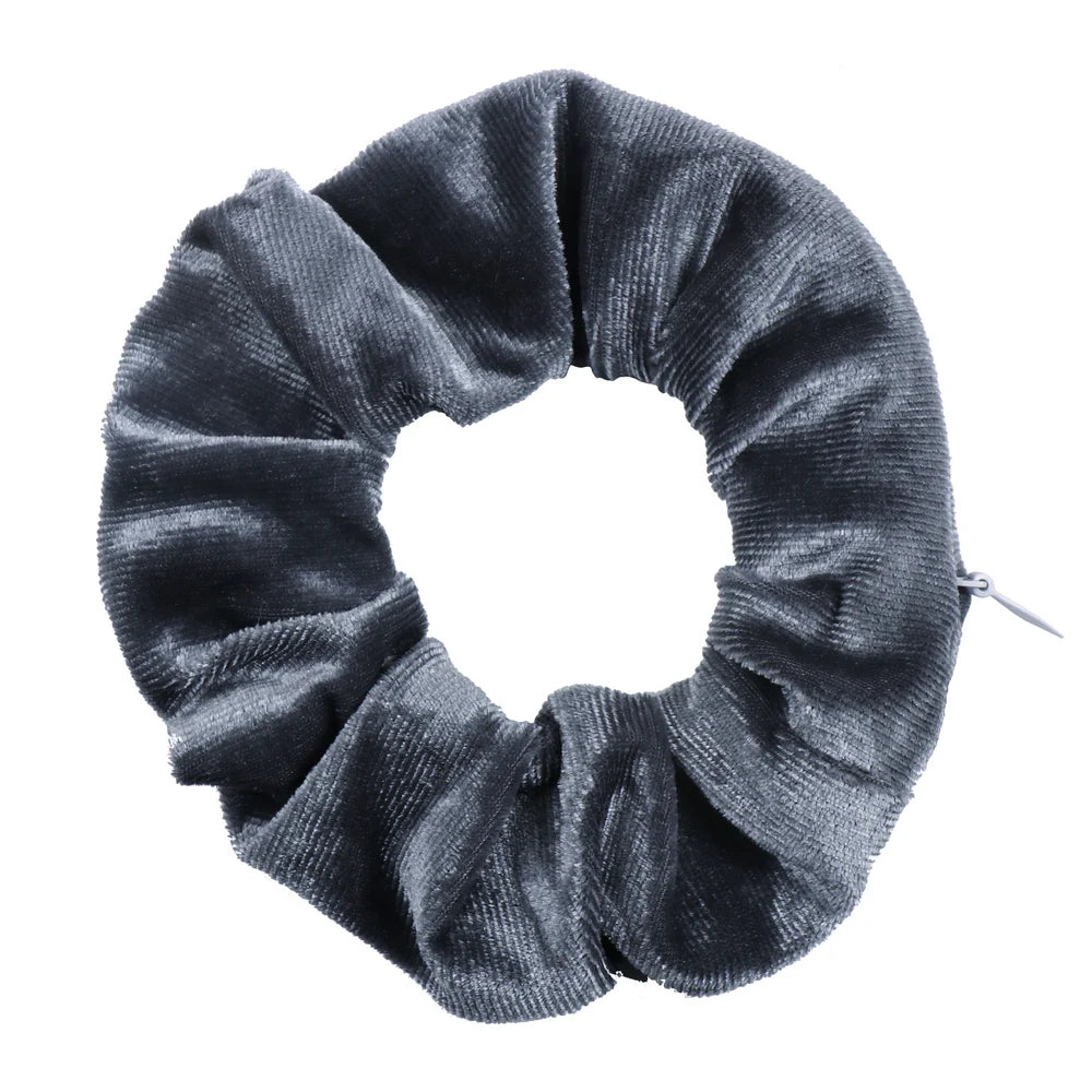 Velvet Hidden Secret Pocket Scrunchie With Zipper