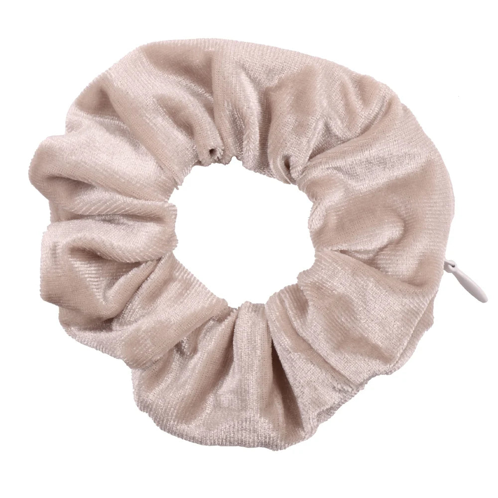 Velvet Hidden Secret Pocket Scrunchie With Zipper