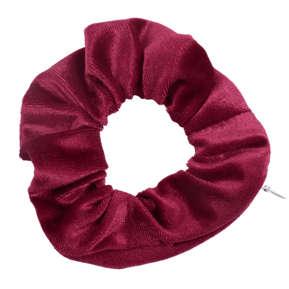 Velvet Hidden Secret Pocket Scrunchie With Zipper