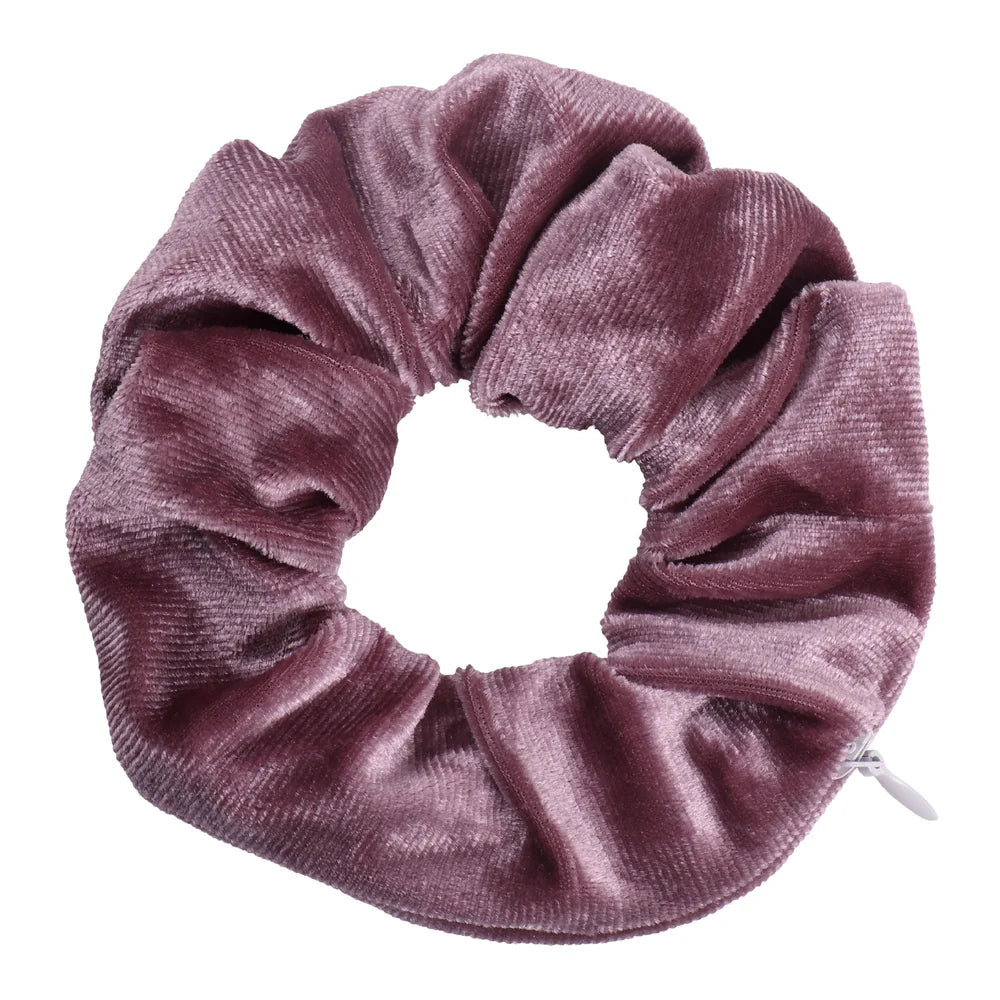 Velvet Hidden Secret Pocket Scrunchie With Zipper