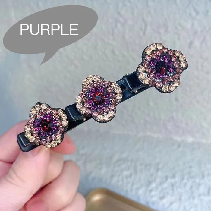 Sparkling Crystal Stone Braided Hair Clips