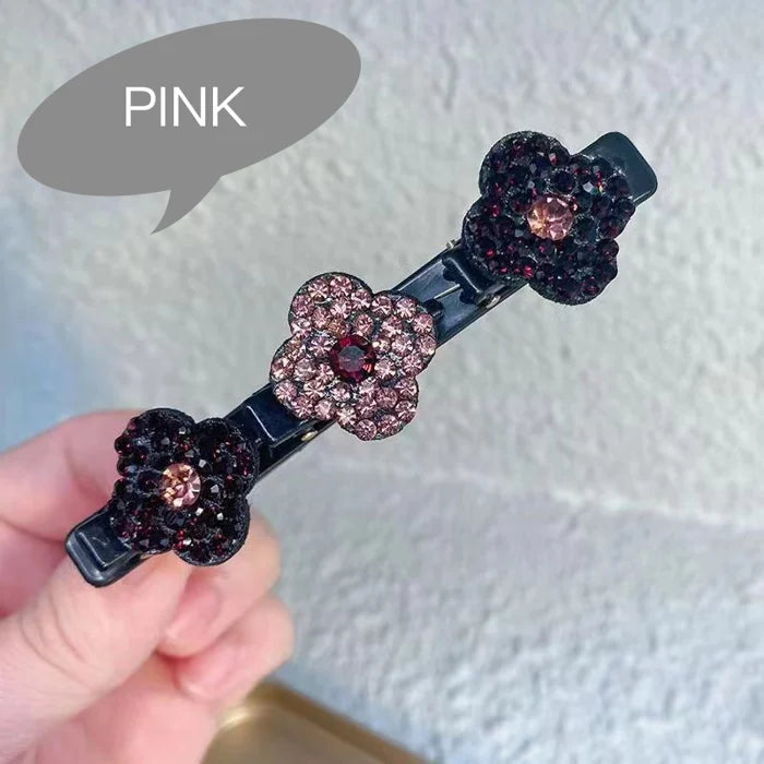 Sparkling Crystal Stone Braided Hair Clips